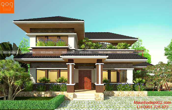 Ngắm nhìn biệt thự 2 tầng đẹp với nội thất sang trọng (nguồn: maunhadep902.com)