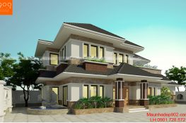 Mẫu biệt thự 2 tầng đẹp - Phối cảnh (nguồn: maunhadep902.com)