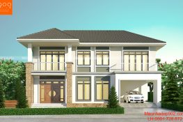 Phối cảnh mẫu biệt thự 2 tầng mái thái hiện đại - BT147 (nguồn: maunhadep902.com)