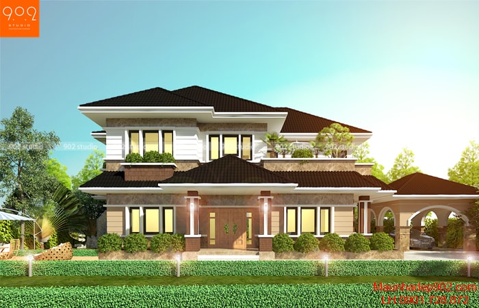 Mẫu nhà 2 tầng nông thôn đẹp