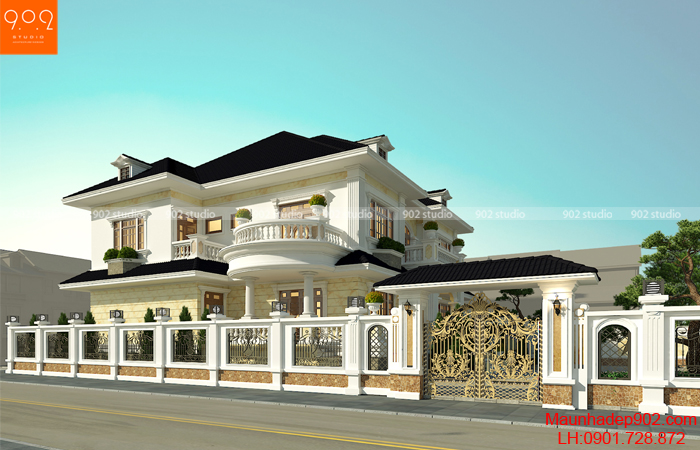 Mặt bên mẫu nhà 2 tầng đẹp có hầm nhà chú Cương