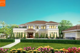 Mẫu biệt thự nhà vườn 2 tầng 6 phòng ngủ đầu năm 2018 được thiết kế cho nhà chị Hiền ở Đồng Tháp
