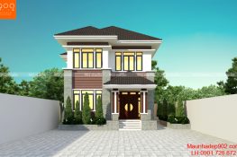 Mẫu nhà mái thái 2 tầng 100m2 4 phòng ngủ - BT161