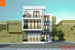 Thiết kế nhàMẫu nhà ống 3 tầng hiện đại hình chữ L 2 mặt tiền vát góc ống 3 tầng hiện đại 81m2