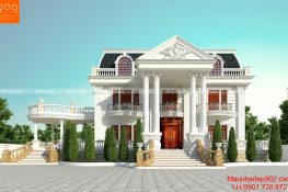 Bản vẽ biệt thự 2 tầng phong cách tân cổ điển đẹp 4 phòng ngủ