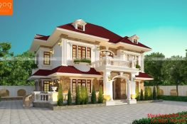 Mẫu nhà 2 tầng 3 phòng ngủ 1 phòng thờ đẹp nhất
