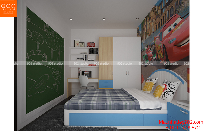Thiết kế nội thất chung cư - Phòng ngủ con trai - NT10