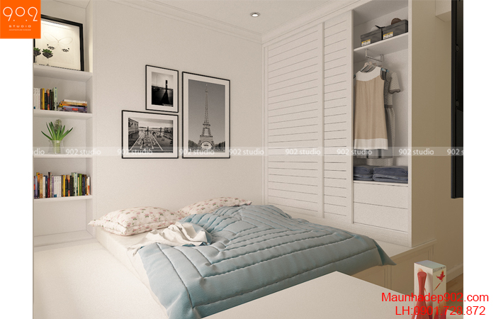 Thiết kế nội thất chung cư nhà chị Thương - Phòng ngủ - NT26