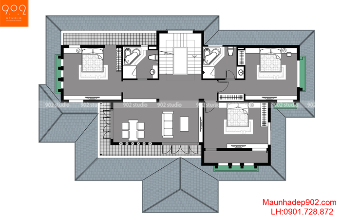 Biệt thự 3 tầng hiện đại -MB2 (nguồn: maunhadep902.com) 