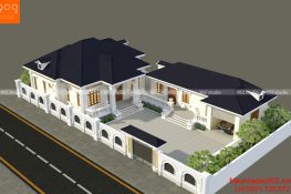 Bản vẽ ngôi nhà 1 tầng 4 phòng ngủ 235m2 đẹp