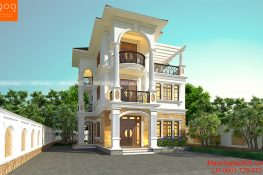 Phối cảnh biệt thự 3 tầng đẹp, sang trọng