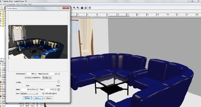 Chế độ xem 3D của Sweet Home 3D sau khi đã hoàn tất thiết kế