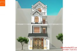 Mặt tiền mẫu thiết kế biệt thự phố 4 tầng đẹp - BT191
