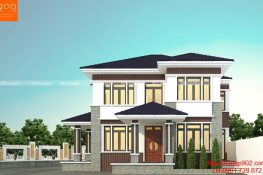 Phối cảnh view 2: Bản vẽ nhà 2 tầng 113m2 tại Bắc Giang