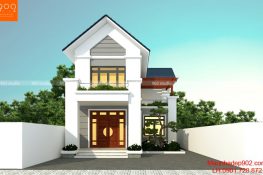 Phối cảnh view 1: Bản vẽ nhà chữ L 2 tầng đẹp - BT194